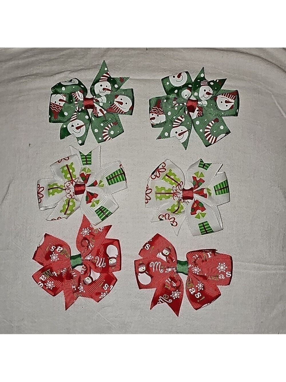 3 pair of christmas hair bows